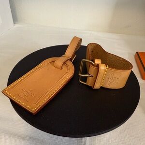 Louis Vuitton Tan Leather Luggage Tag
